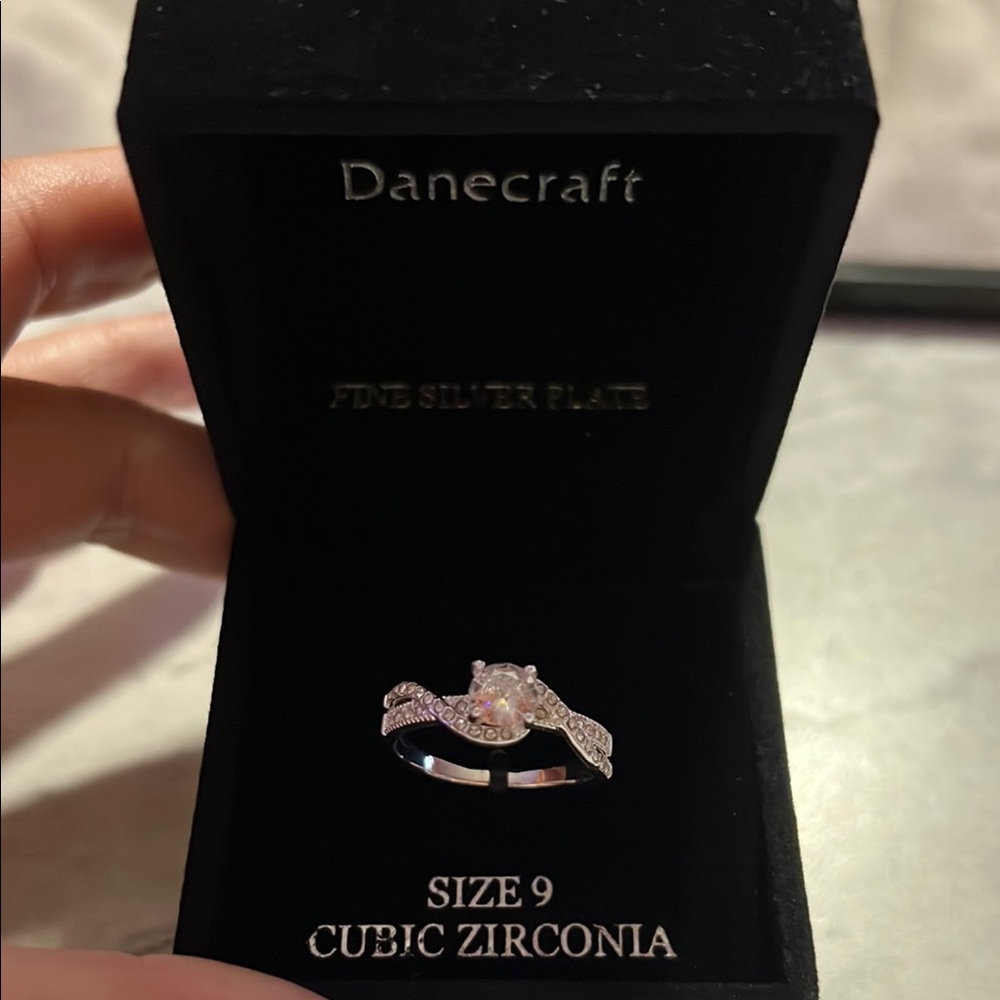 Danecraft Fine Silver PlatedCubic Ring Size 9